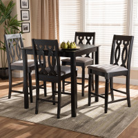 Baxton Studio RH324P-Grey/Dark Brown-5PC Pub Set Darcie Modern and Contemporary Grey Fabric Upholstered Espresso Brown Finished 5-Piece Wood Pub Set